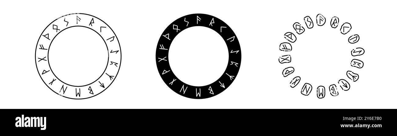 Un cerchio in stile scandinavo con rune Illustrazione Vettoriale