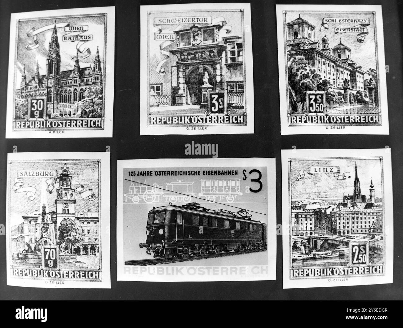 FRANCOBOLLI 6 NUOVI FRANCOBOLLI EMESSI DALLE AUTORITÀ POSTALI AUSTRIACHE ; 11 NOVEMBRE 1962 Foto Stock