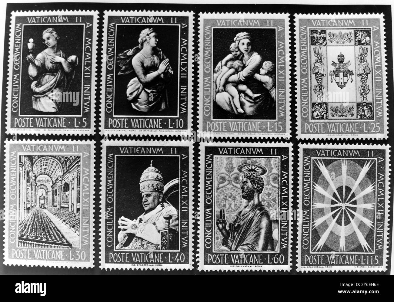 FRANCOBOLLI POSTALI ECUMENICI IN CITTÀ DEL VATICANO; 31 OTTOBRE 1962 Foto Stock