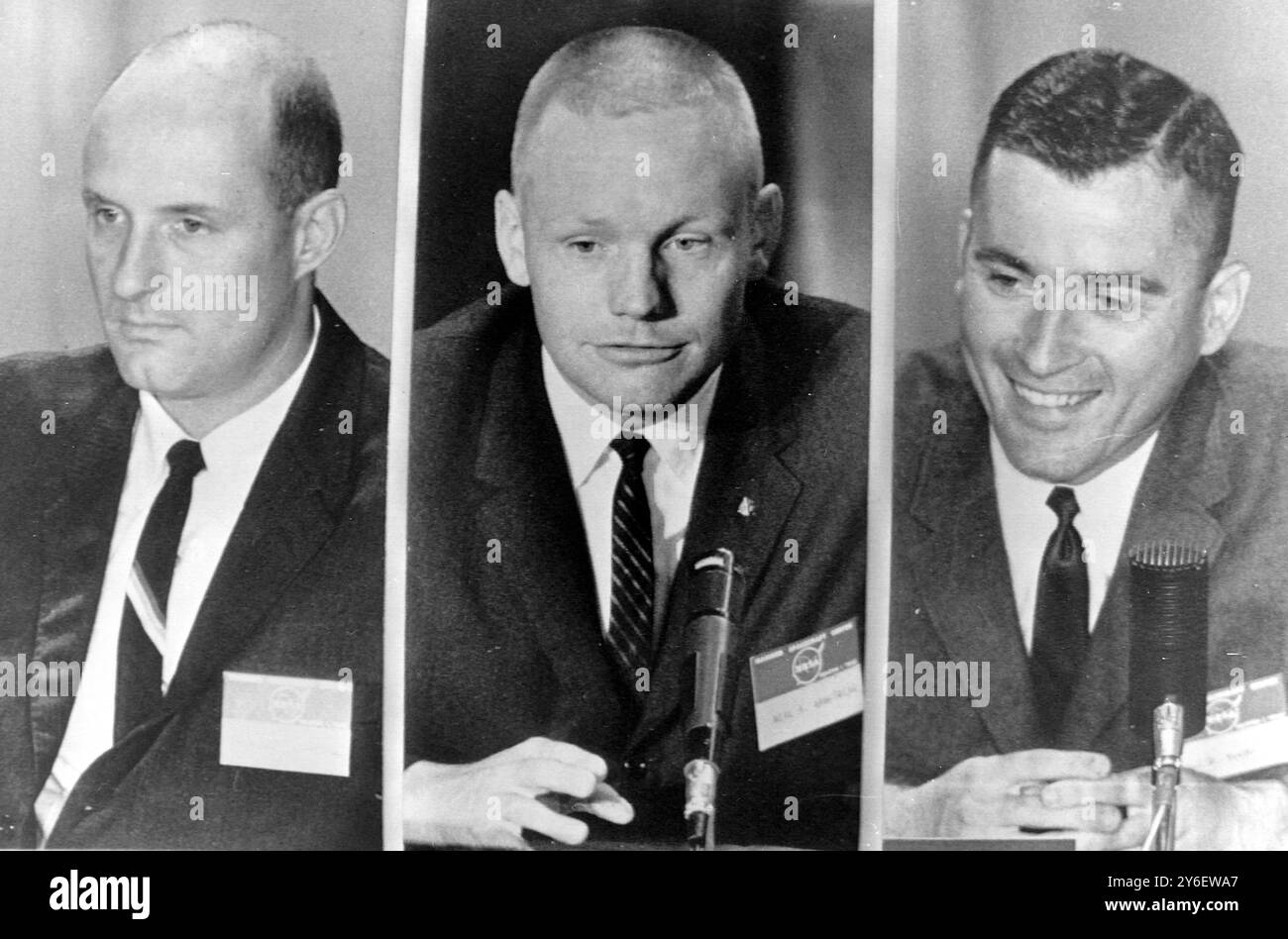 CONFERENZA STAMPA DEI NUOVI ASTRONAUTI STATUNITENSI: CHARLES CONRAD, JAMES LOVELL E ELLIOTT SEE IN HUSTON; 19 SETTEMBRE 1962 Foto Stock