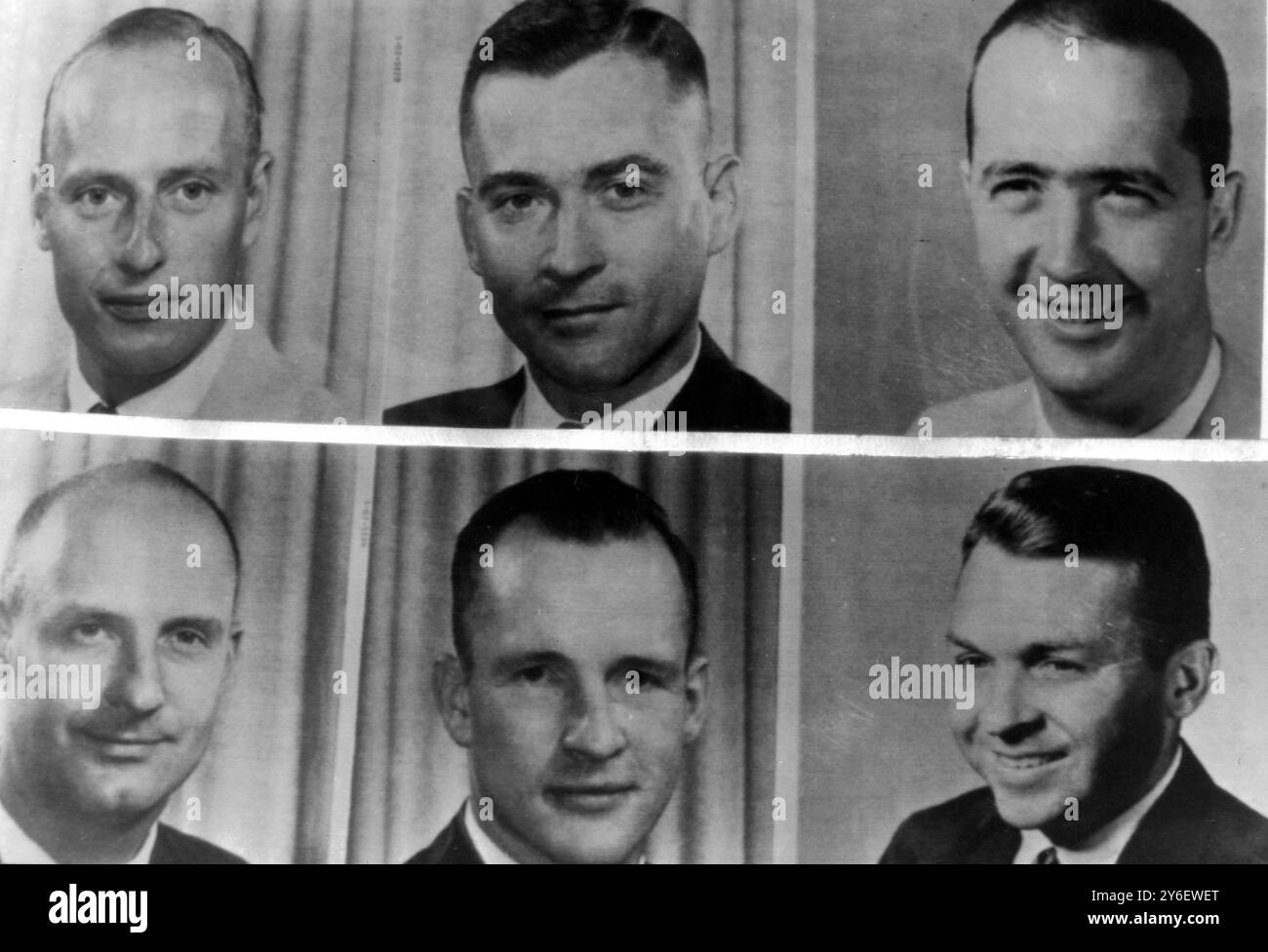 6 NUOVI ASTRONAUTI STATUNITENSI: CHARLES CONRAD, JAMES MCDIVITT, THOMAS STAFFORD, EDWARD WHITE, JOHN YOUNG E ELLIOTT SEE; 17 SETTEMBRE 1962 Foto Stock