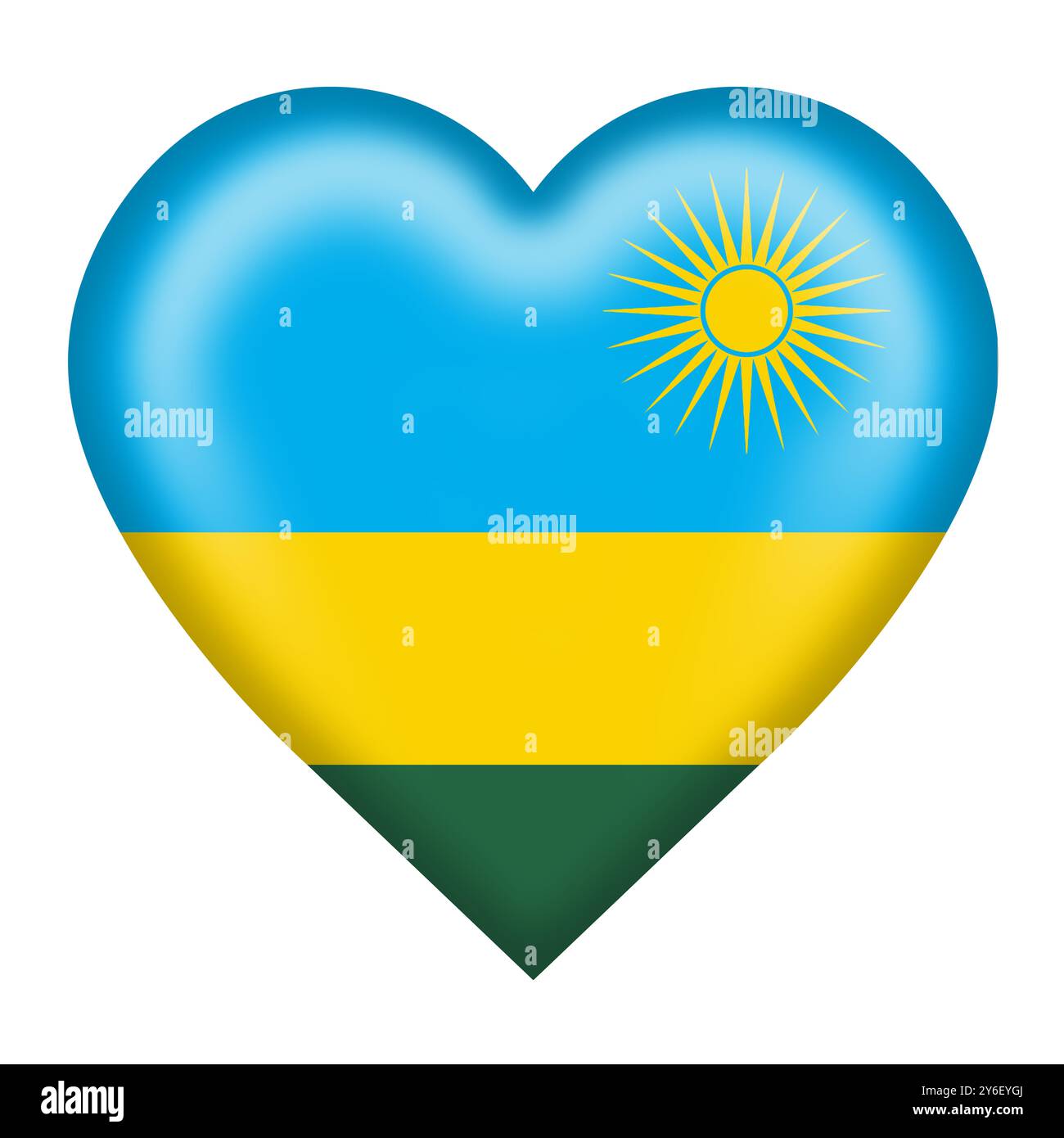 Tasto cardiaco bandiera Ruanda con percorso di ritaglio Foto Stock