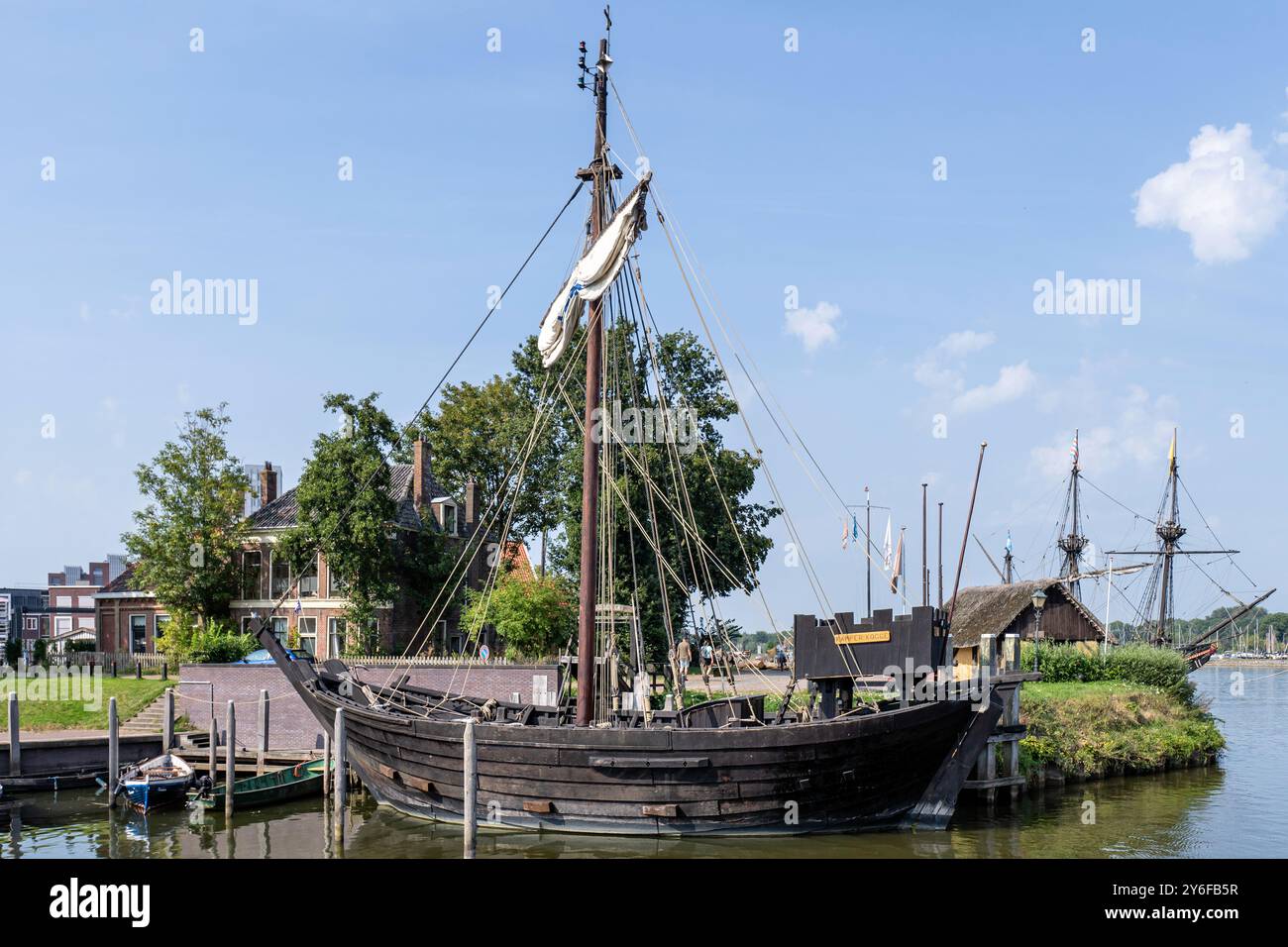 Kamper Kogge, una nave a cremagliera ricostruita del XIV secolo a Kampen, nei Paesi Bassi Foto Stock