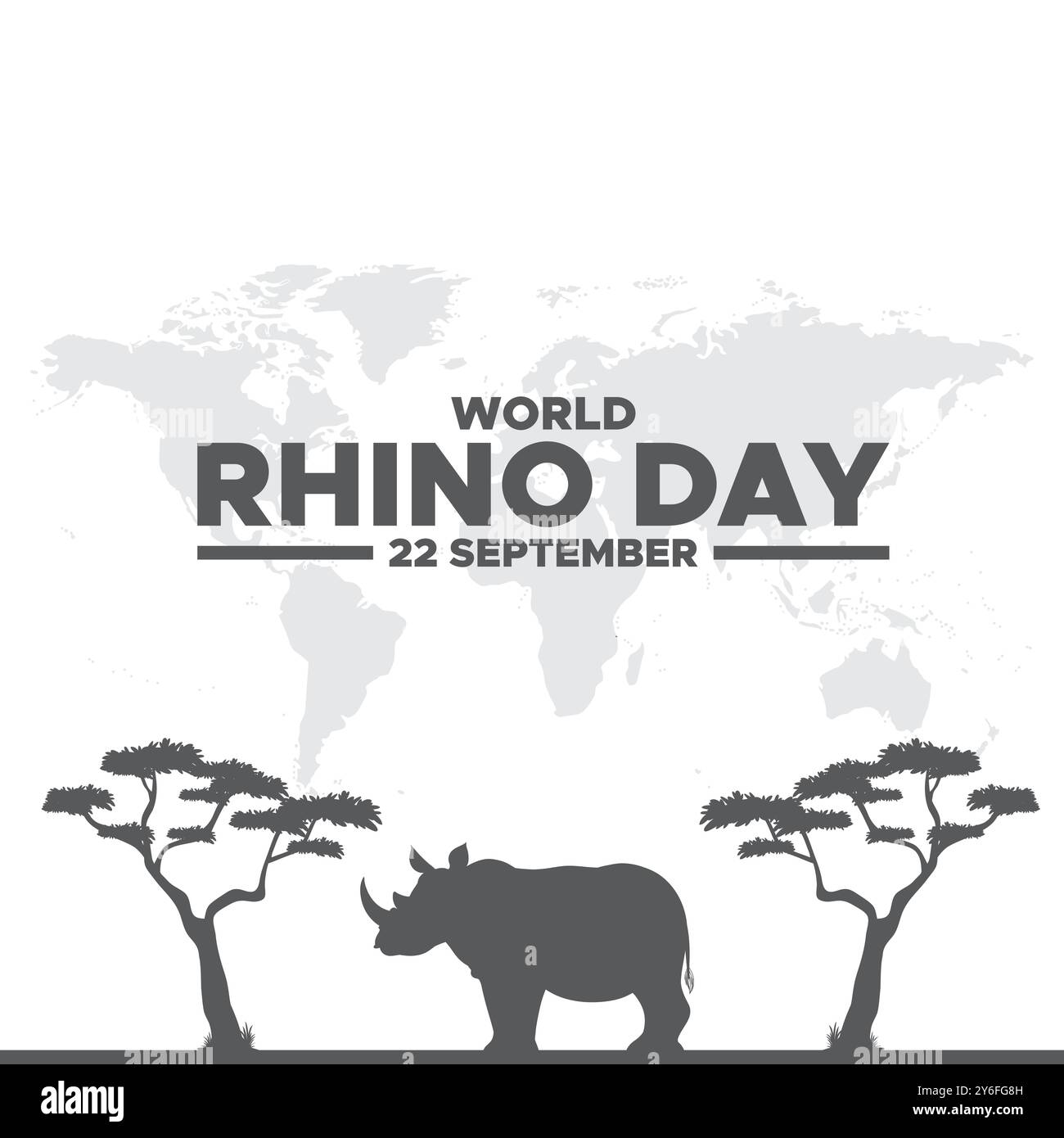 Giornata mondiale del rinoceronte, 22 settembre, progettazione del modello di social media del giorno Rhino, banner, annunci, post, reel, design di volantini, poster, banner pubblicitari, vettoriali o stock. Illustrazione Vettoriale