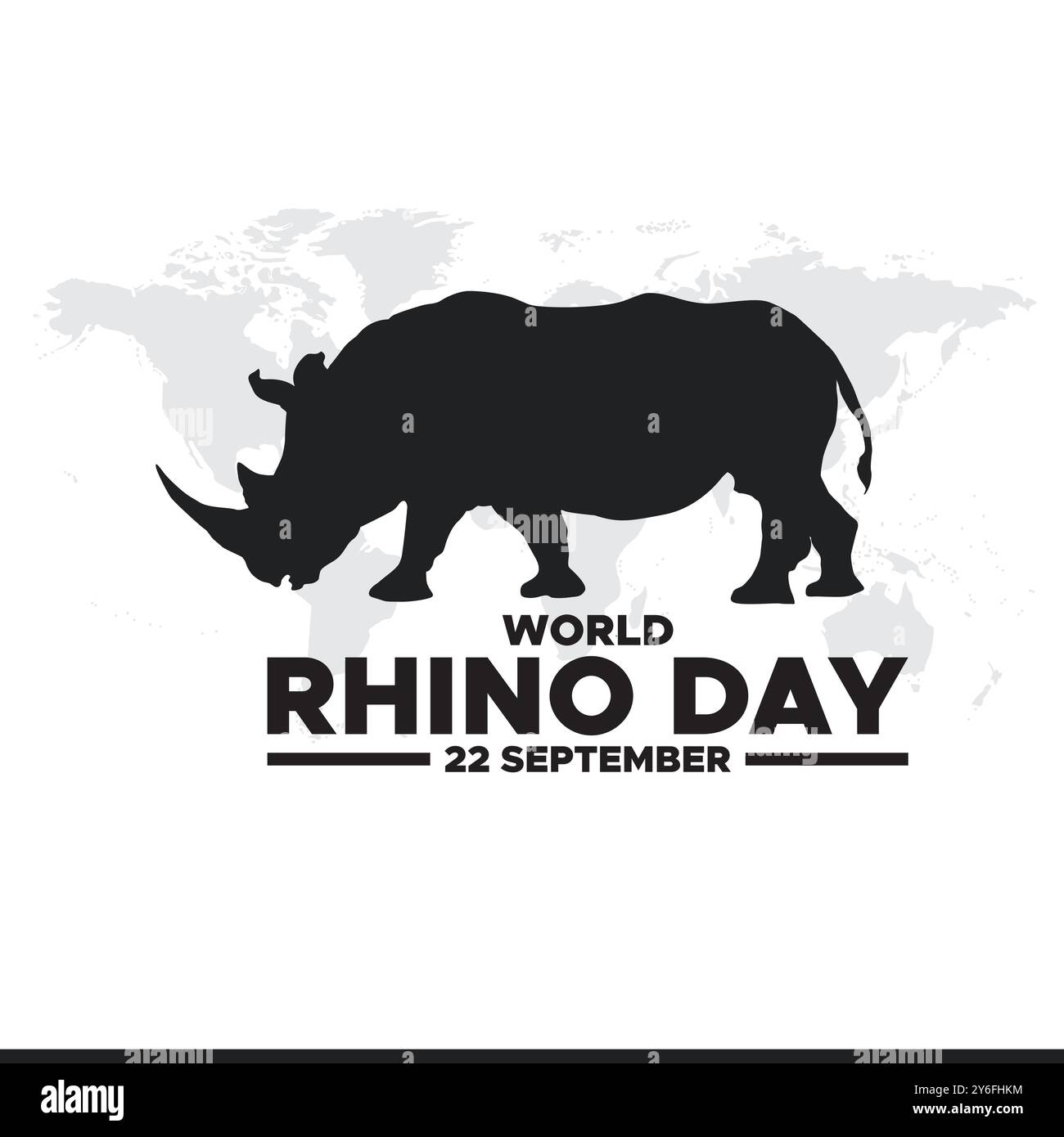 Giornata mondiale del rinoceronte, 22 settembre, progettazione del modello di social media del giorno Rhino, banner, annunci, post, reel, design di volantini, poster, banner pubblicitari, vettoriali o stock. Illustrazione Vettoriale