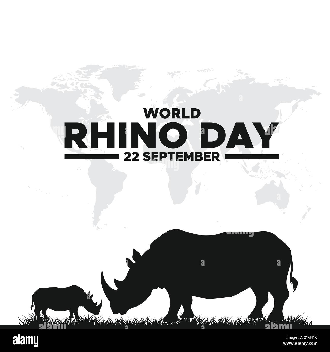 Giornata mondiale del rinoceronte, 22 settembre, progettazione del modello di social media del giorno Rhino, banner, annunci, post, reel, design di volantini, poster, banner pubblicitari, vettoriali o stock. Illustrazione Vettoriale