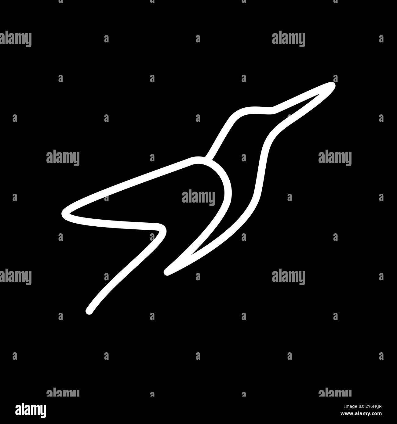 heron bird flying line design vettoriale moderno e minimalista con logo Illustrazione Vettoriale