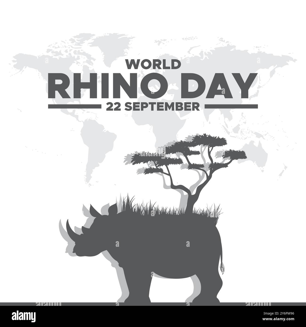 Giornata mondiale del rinoceronte, 22 settembre, progettazione del modello di social media del giorno Rhino, banner, annunci, post, reel, design di volantini, poster, banner pubblicitari, vettoriali o stock. Illustrazione Vettoriale