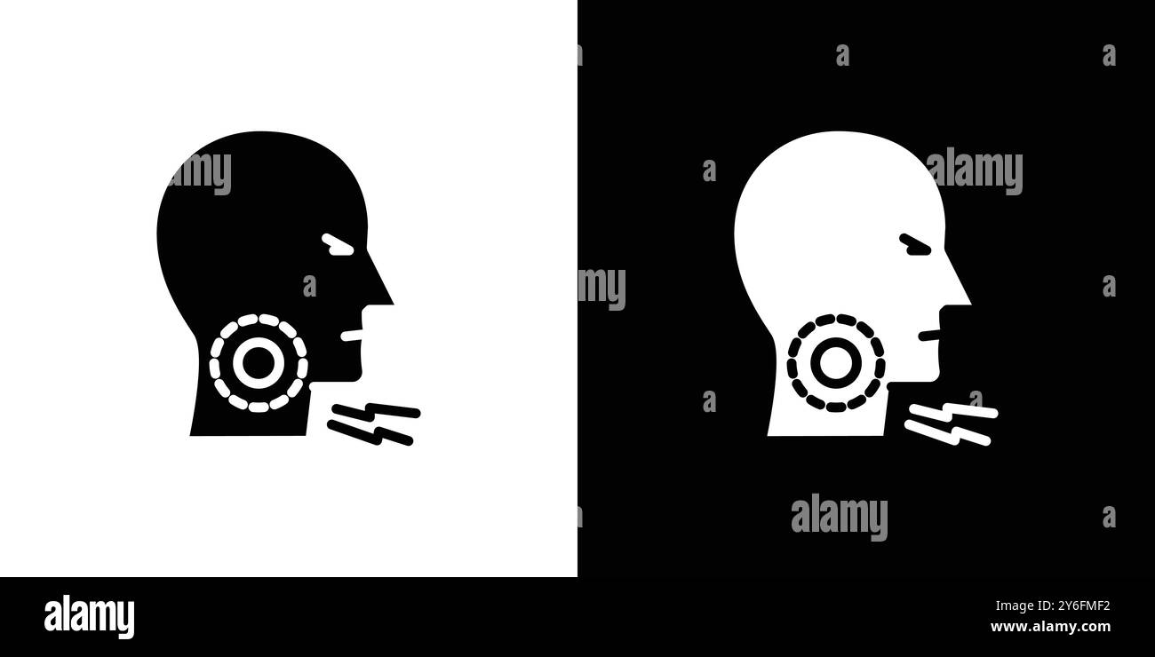 Icona mal di gola impostata in stile contorno linea sottile e segno vettoriale lineare Illustrazione Vettoriale