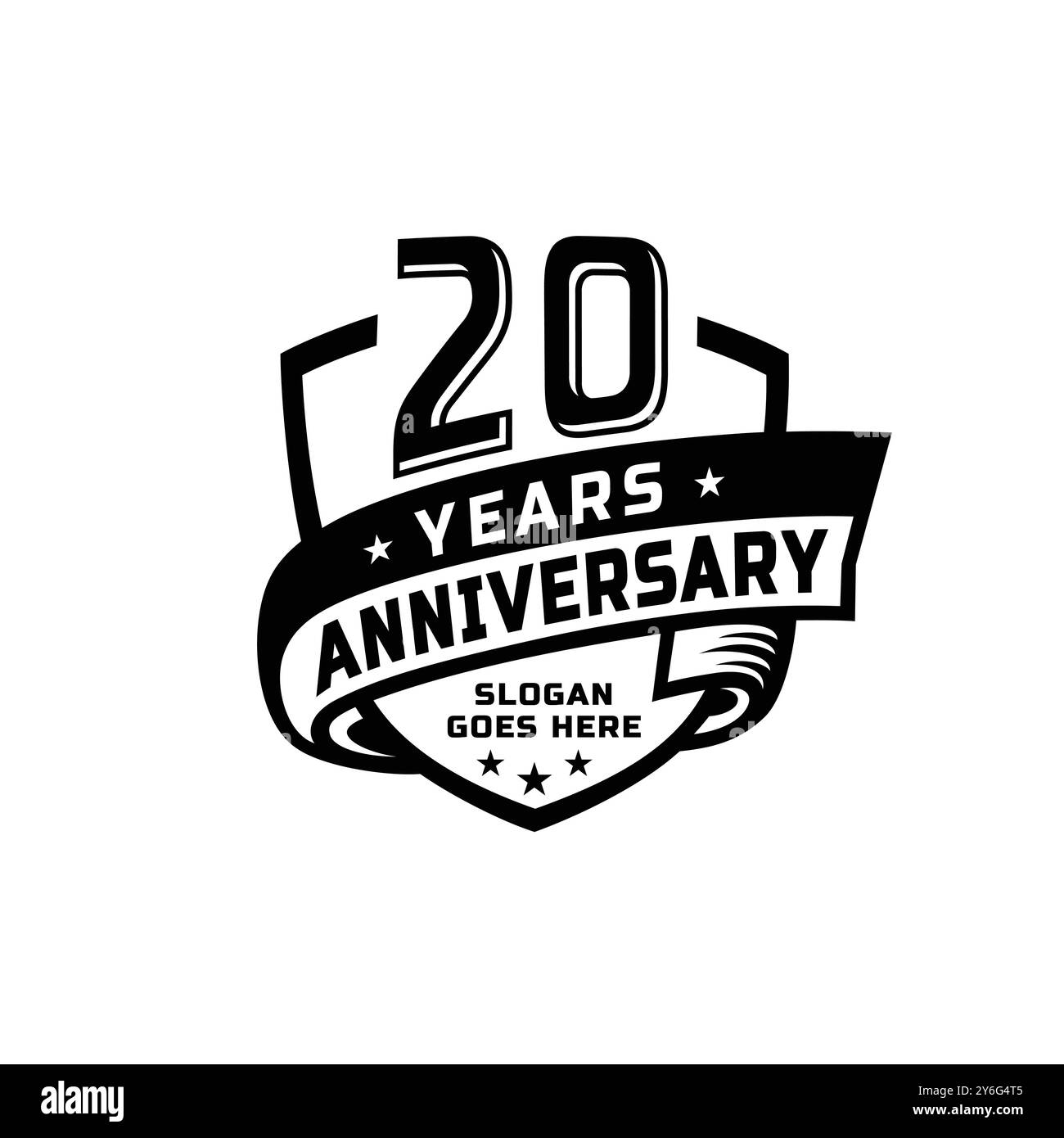modello di design per festeggiamenti per 20 anni. logo del ventesimo anniversario. Vettore e illustrazione. Illustrazione Vettoriale