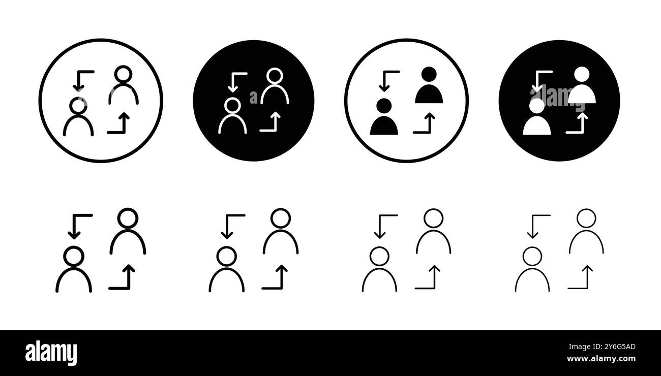 icona di coaching impostata in stile contorno linea sottile e segno vettoriale lineare Illustrazione Vettoriale