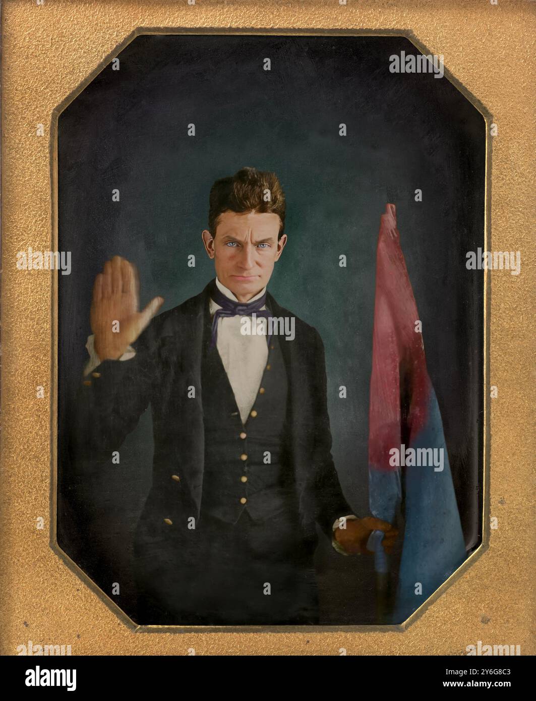 John Brown. Circa 1846-47. Creato da Augustus Washington. Forse ha in mano la bandiera del "Subterranean Pass Way". Foto Stock