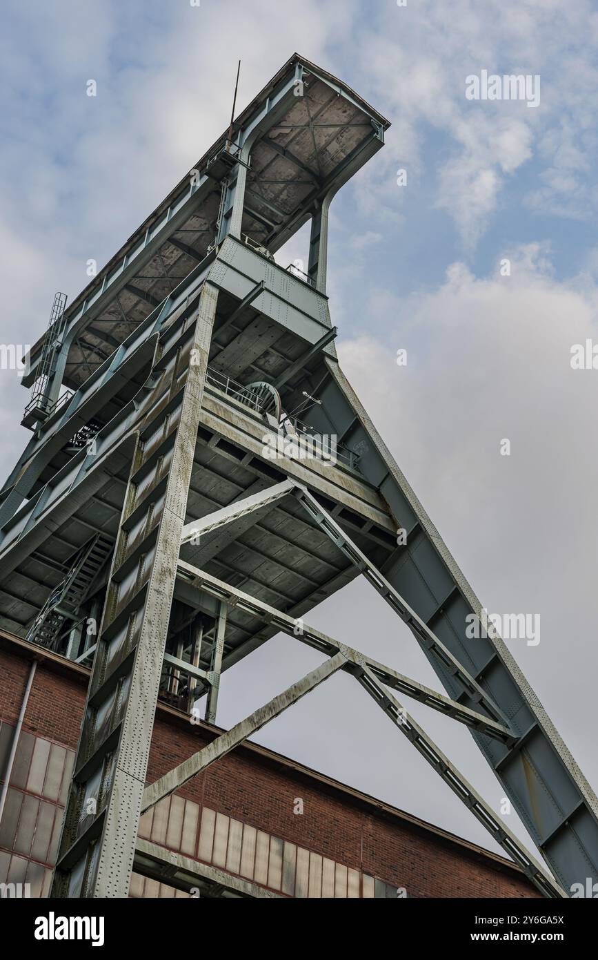 Miniera di Ewald, torre tortuosa, monumento industriale, carbone, miniere, industria, storia, Herten, Germania, Europa Foto Stock