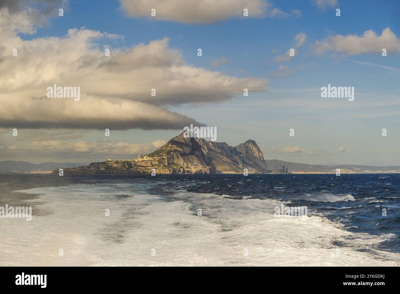 Vista panoramica di Gibilterra, la costa meridionale della Spagna Foto Stock