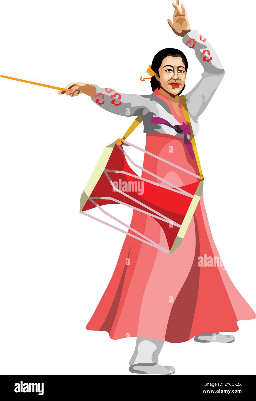 Ballerina tradizionale coreana Illustrazione Vettoriale