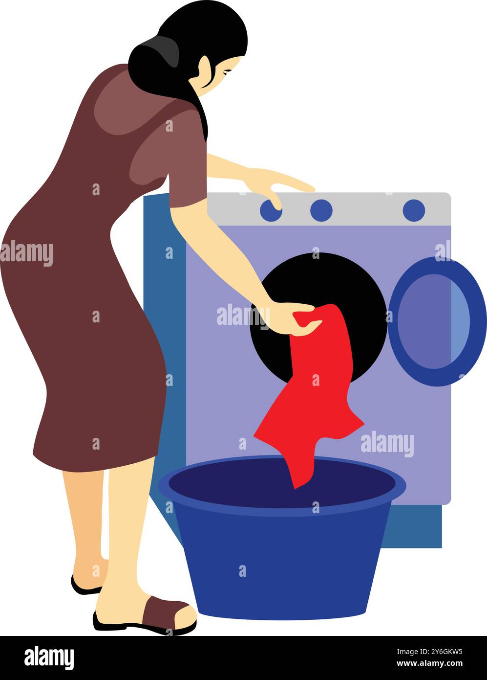 Beauty Girl che lava i vestiti Illustrazione Vettoriale