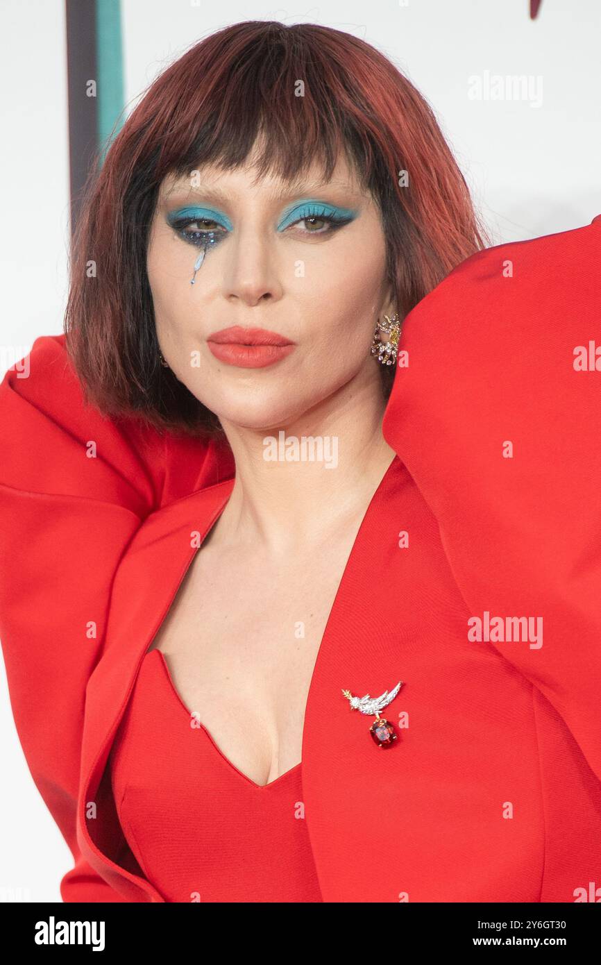 Londra, Regno Unito. 25 settembre 2024. Nella foto Lady Gaga (alias Stefani Germanotta) partecipa alla prima inglese di Joker: Folie à Deux al Cineworld, Leicester Square. Credito: Justin ng/Alamy Live News Foto Stock