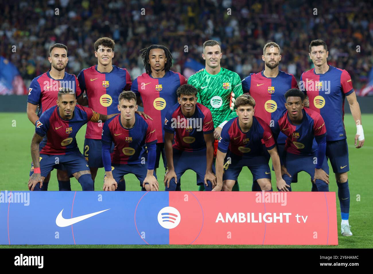 BARCELLONA, SPAGNA - SETTEMBRE 25: I giocatori dell'FC Barcelona hanno posato prima della partita Liga EA Sports tra FC Barcelona e Getafe CF all'Estadi Olimpic Lluis Companys il 25 settembre 2024 a Barcellona, Spagna Foto Stock