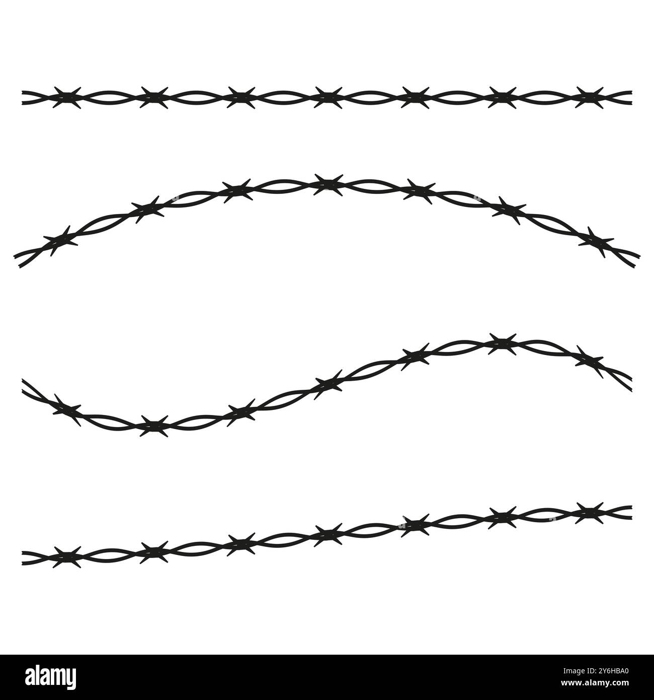 Vettore del filo spinato. Trefoli metallici affilati. Linea nera a punta. Design con barriera in acciaio. Illustrazione Vettoriale Vettore del filo spinato. Trefoli metallici affilati. Linea nera a punta. Design con barriera in acciaio. Illustrazione Vettoriale