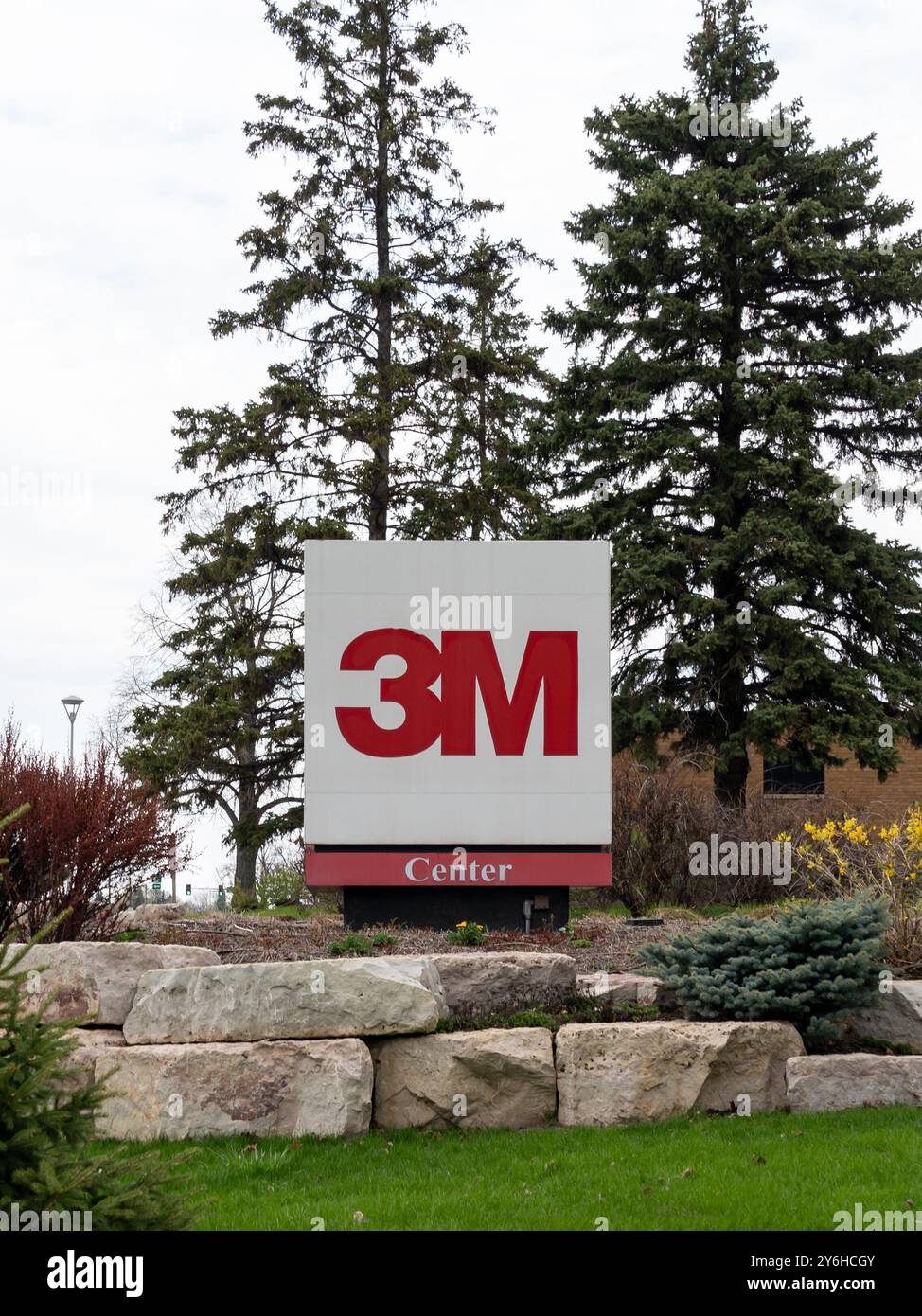 Logo 3M presso la sede centrale di Saint Paul, Minnesota, USA. Foto Stock