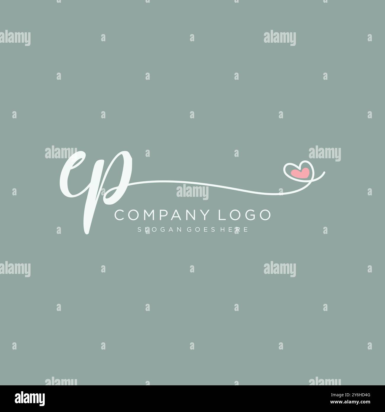 EP disegno iniziale del logo della scrittura a mano Illustrazione Vettoriale