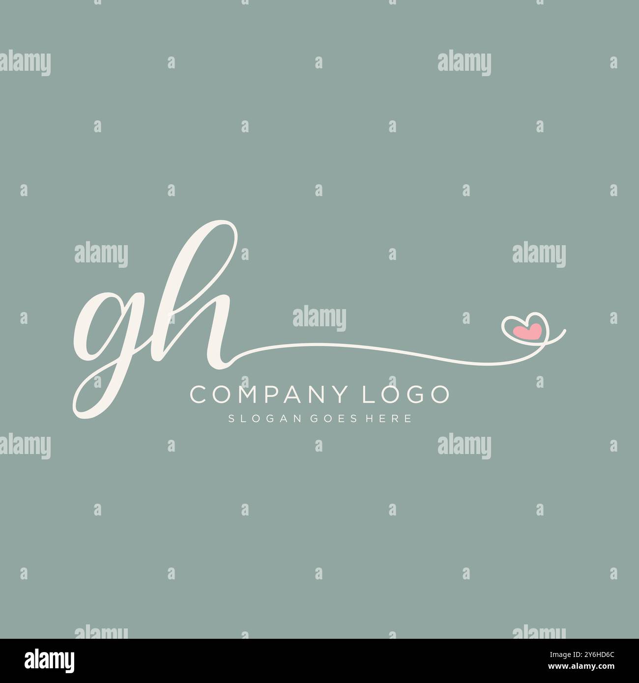 Design iniziale del logo di scrittura a mano GH Illustrazione Vettoriale