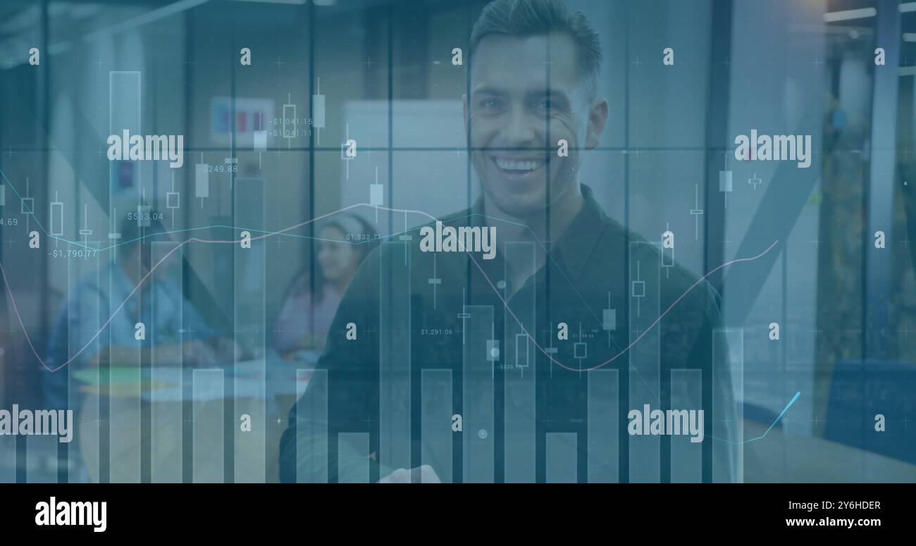 Immagine di diagrammi su diversi colleghi che discutono del lavoro Foto Stock