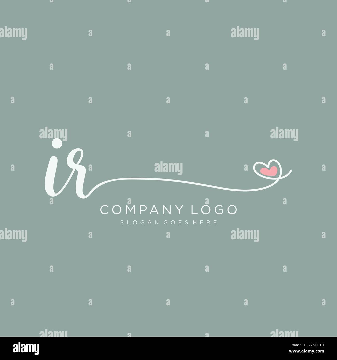 Design iniziale del logo della scrittura a mano IR Illustrazione Vettoriale