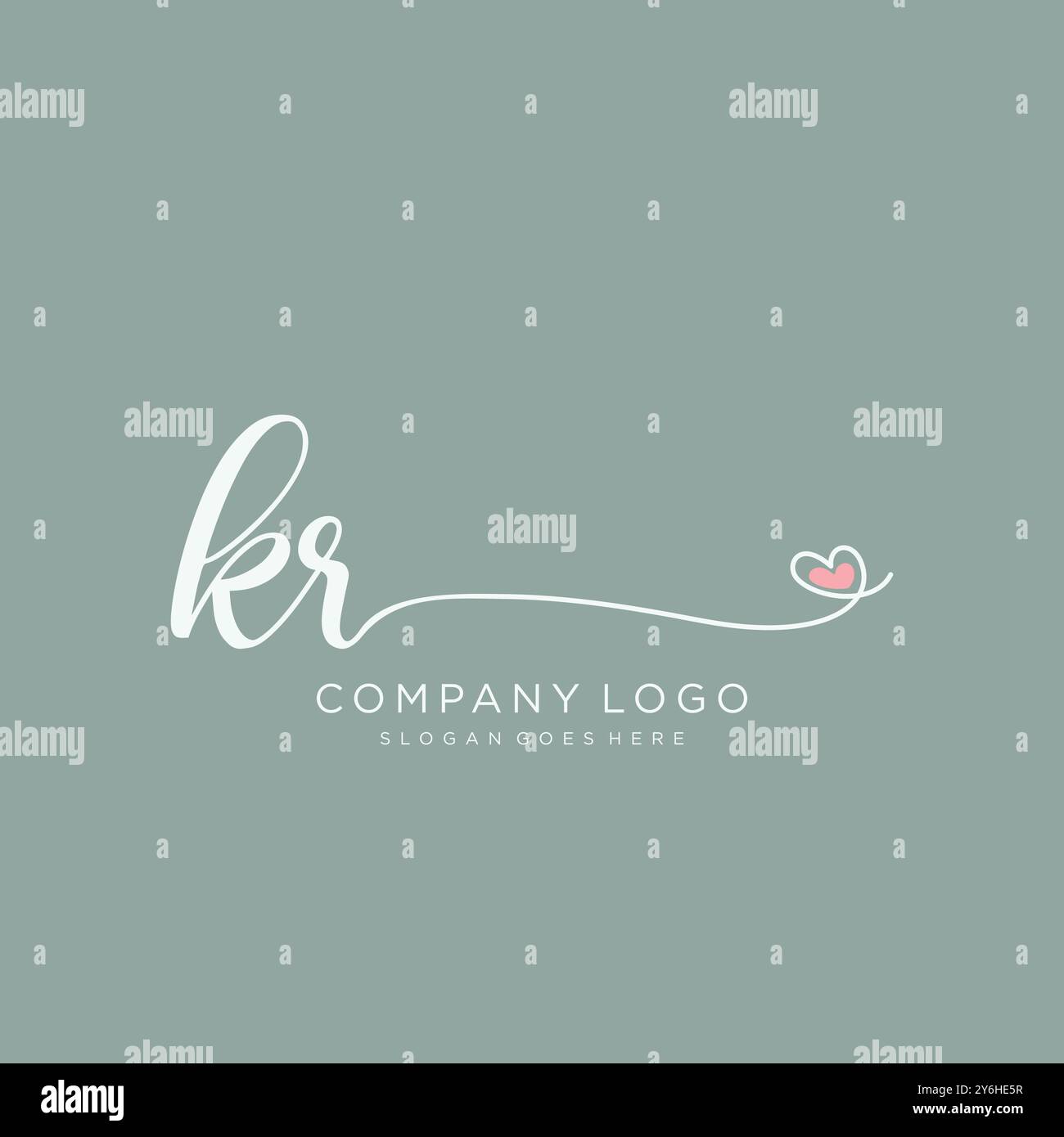 KR disegno iniziale del logo della scrittura a mano Illustrazione Vettoriale