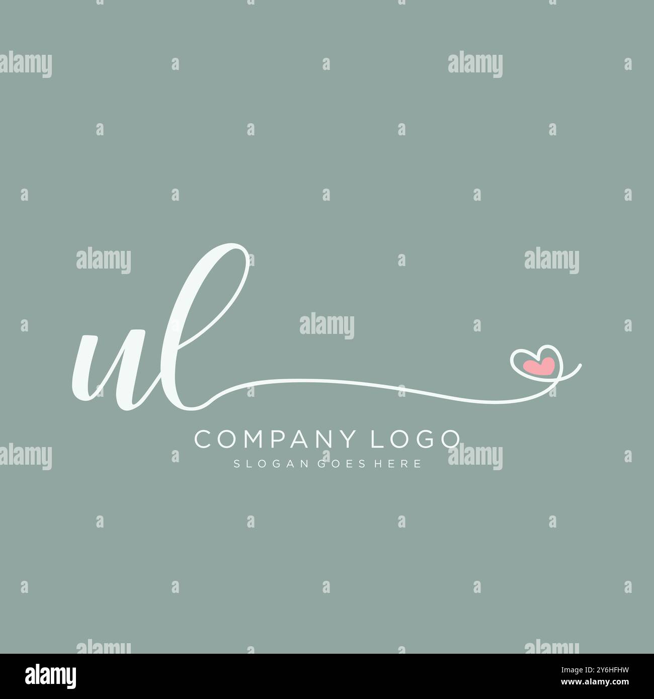 Design del logo di scrittura a mano iniziale UL Illustrazione Vettoriale