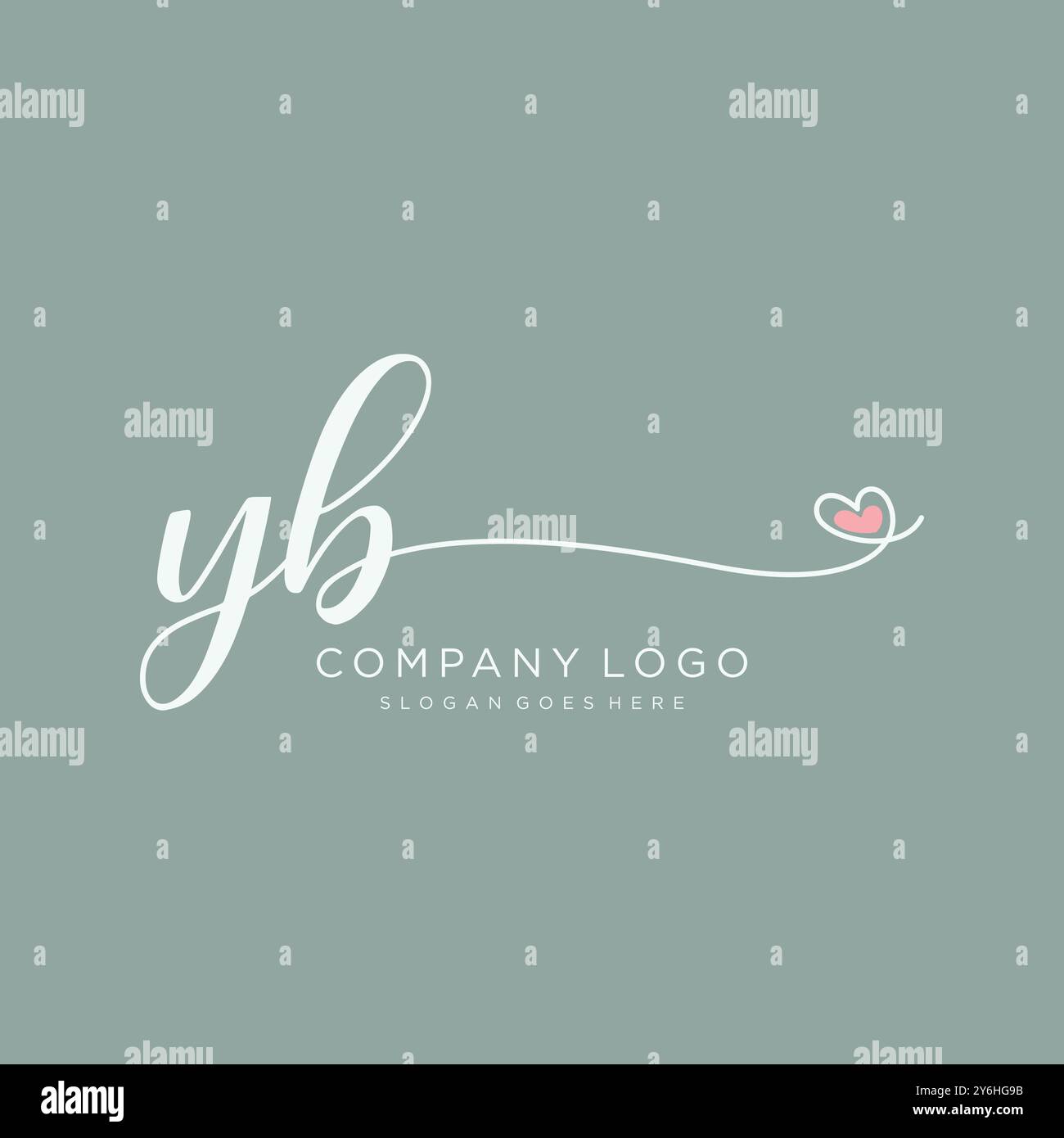 YB disegno iniziale del logo della scrittura a mano Illustrazione Vettoriale