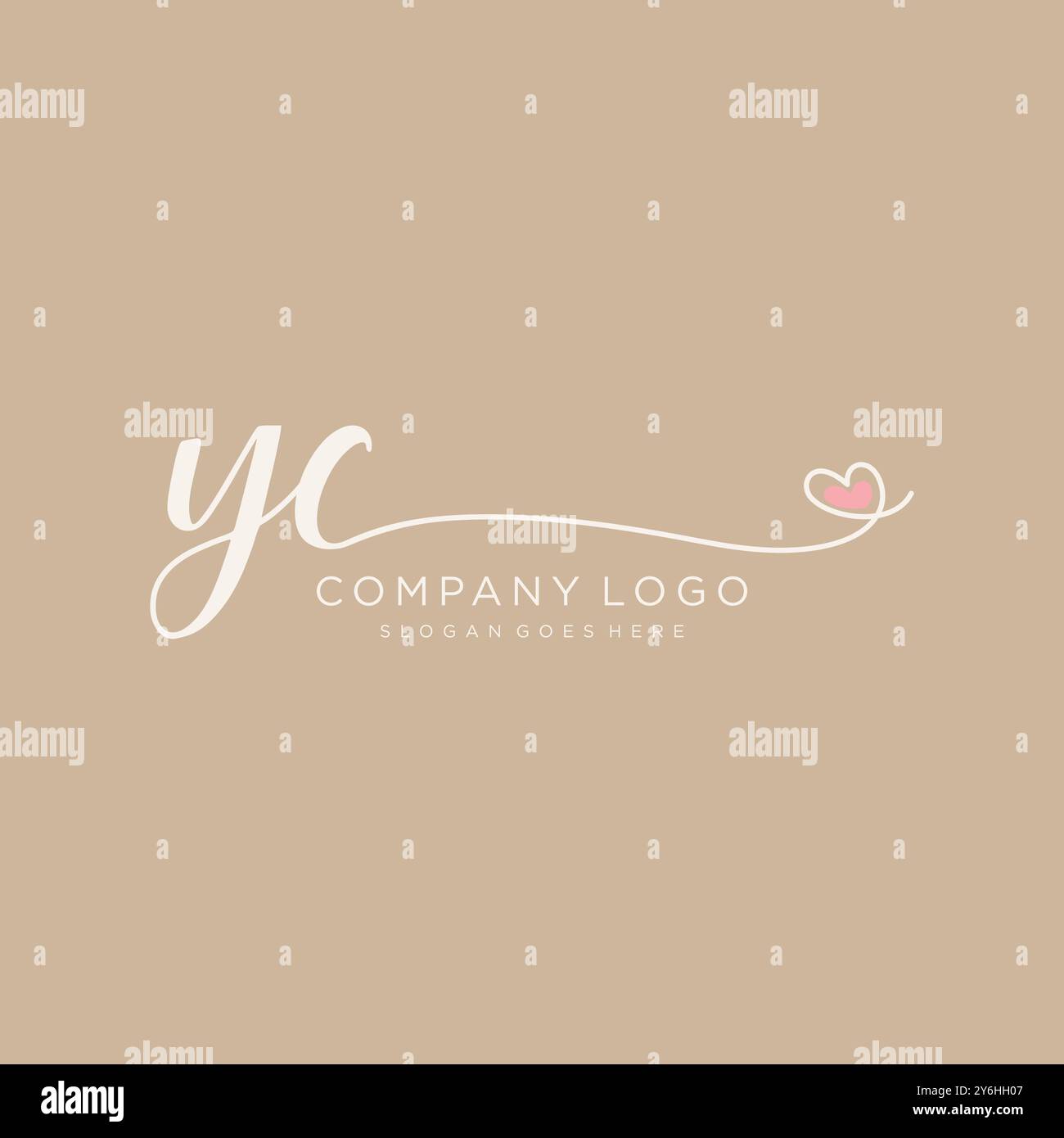 YC disegno iniziale del logo di scrittura a mano Illustrazione Vettoriale