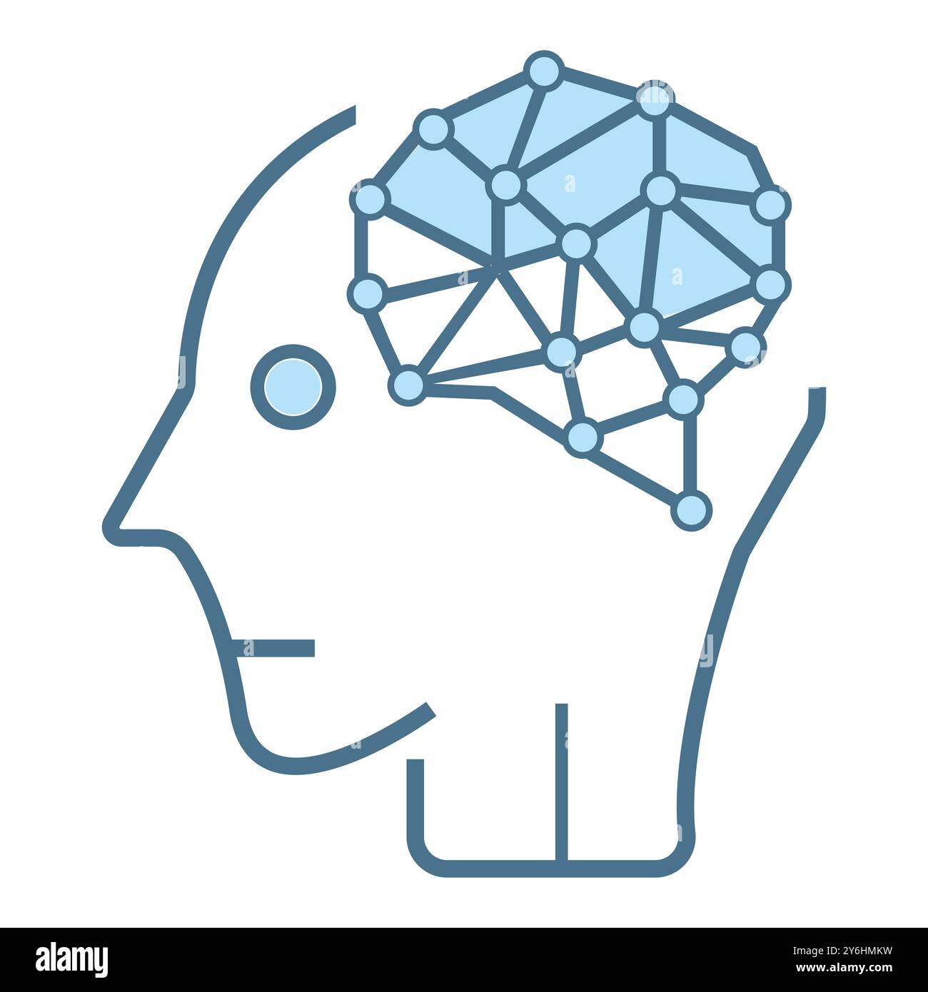 Capo delle icone dell'intelligenza artificiale, simboli. Cervello allineato con intelligenza artificiale, cibernetico, ai, testa, vettore tecnologico, illustrazione Illustrazione Vettoriale