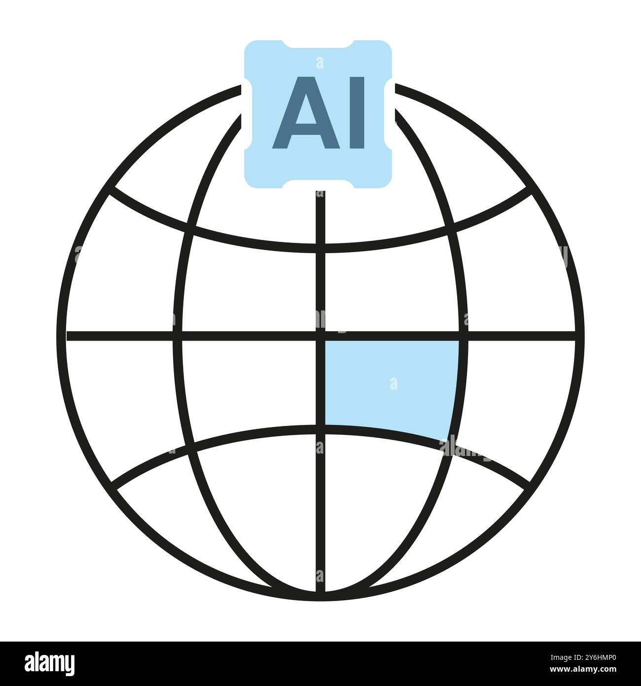 Icone mondiali dell'intelligenza artificiale, simboli. Cervello allineato con intelligenza artificiale, cibernetico, ai, testa, vettore tecnologico, illustrazione Illustrazione Vettoriale