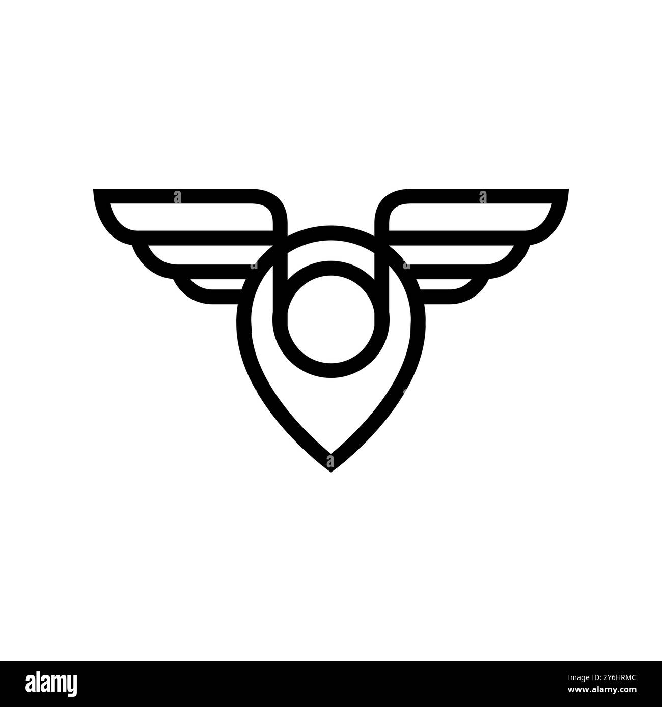 posizione della mappa dei pin ali stile della linea moderno design semplice e piatto del logo illustrazione dell'icona vettoriale Illustrazione Vettoriale