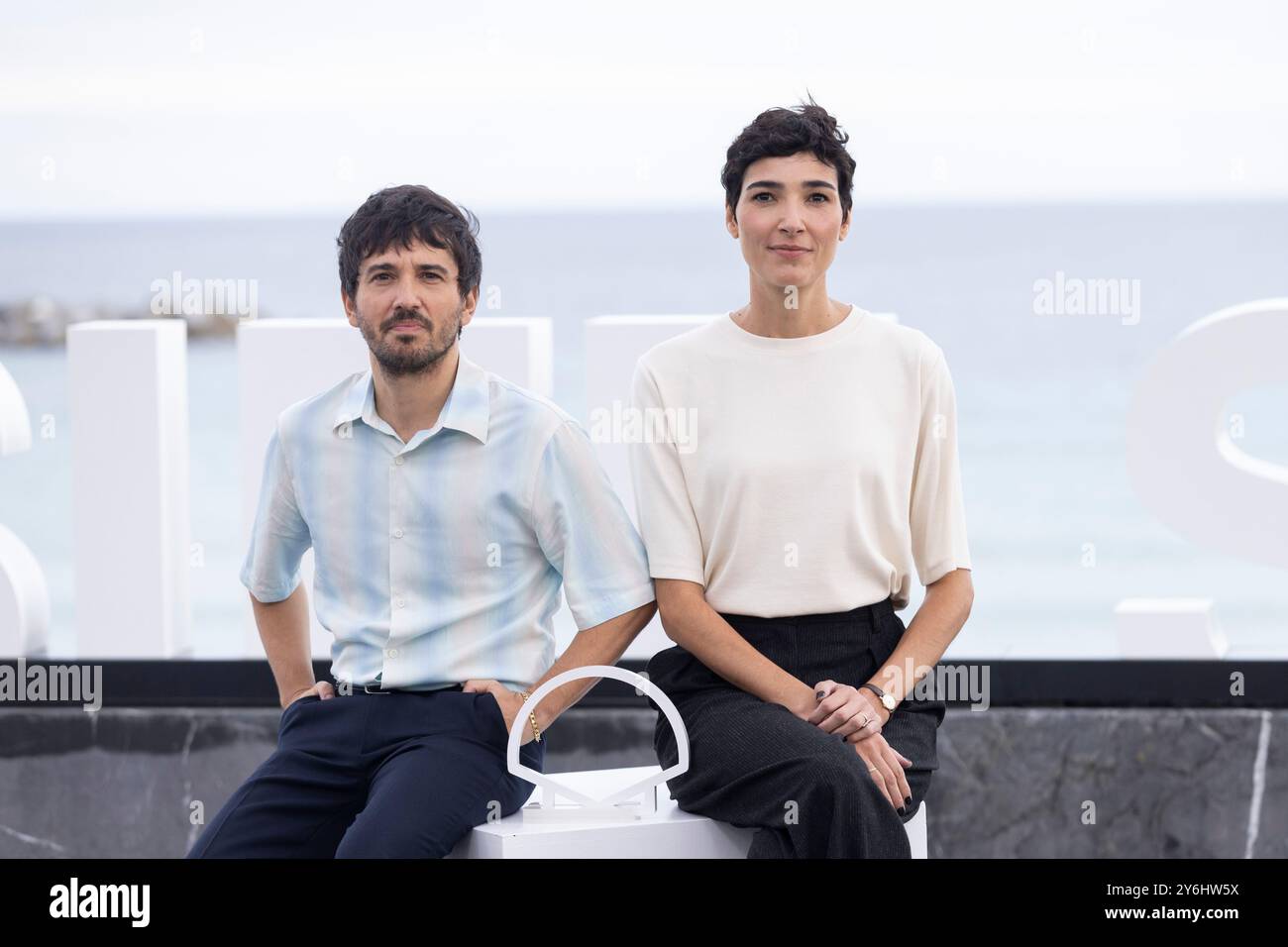 Pedro Martín Calero e Isabel Peña hanno partecipato a "El Llanto" Photocall durante il 72° Festival Internazionale del Cinema di San Sebastian al Palazzo Kursaal il 25 settembre 2024 a Donostia / San Sebastian, Spagna. Foto Stock