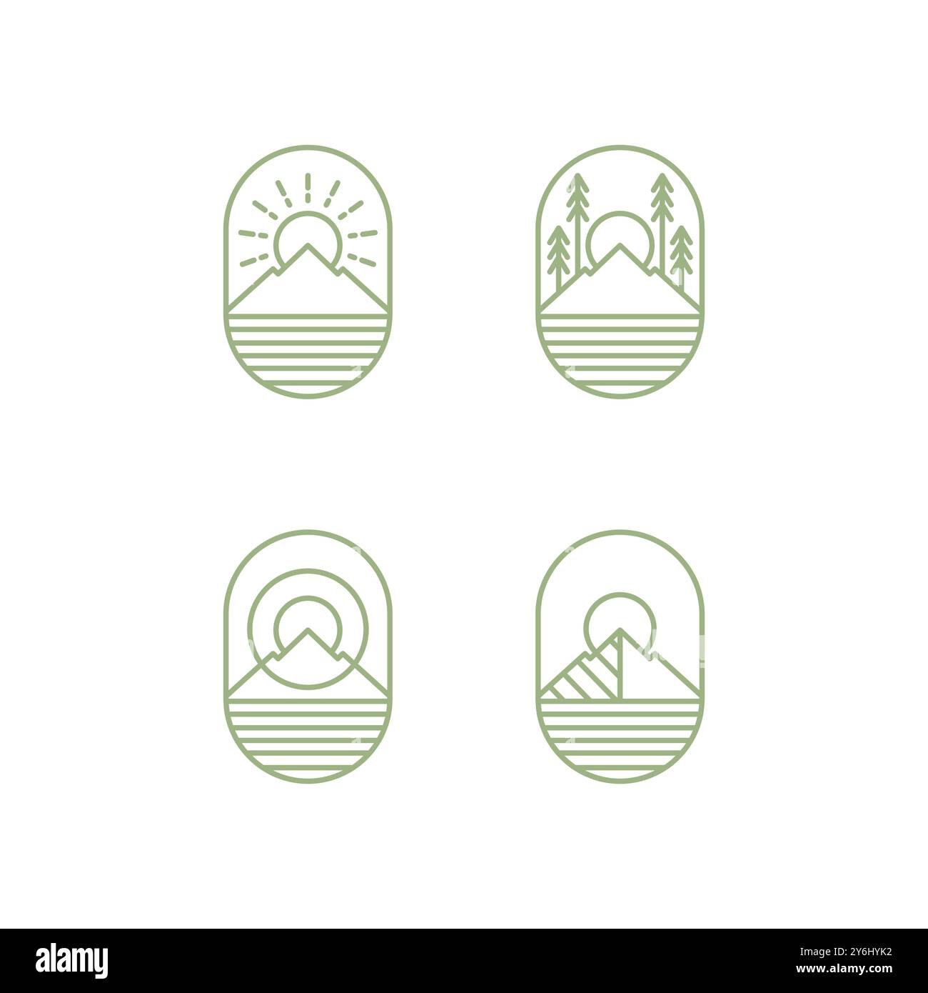 mountain outdoor icon set line logo design vettoriale Illustrazione Vettoriale