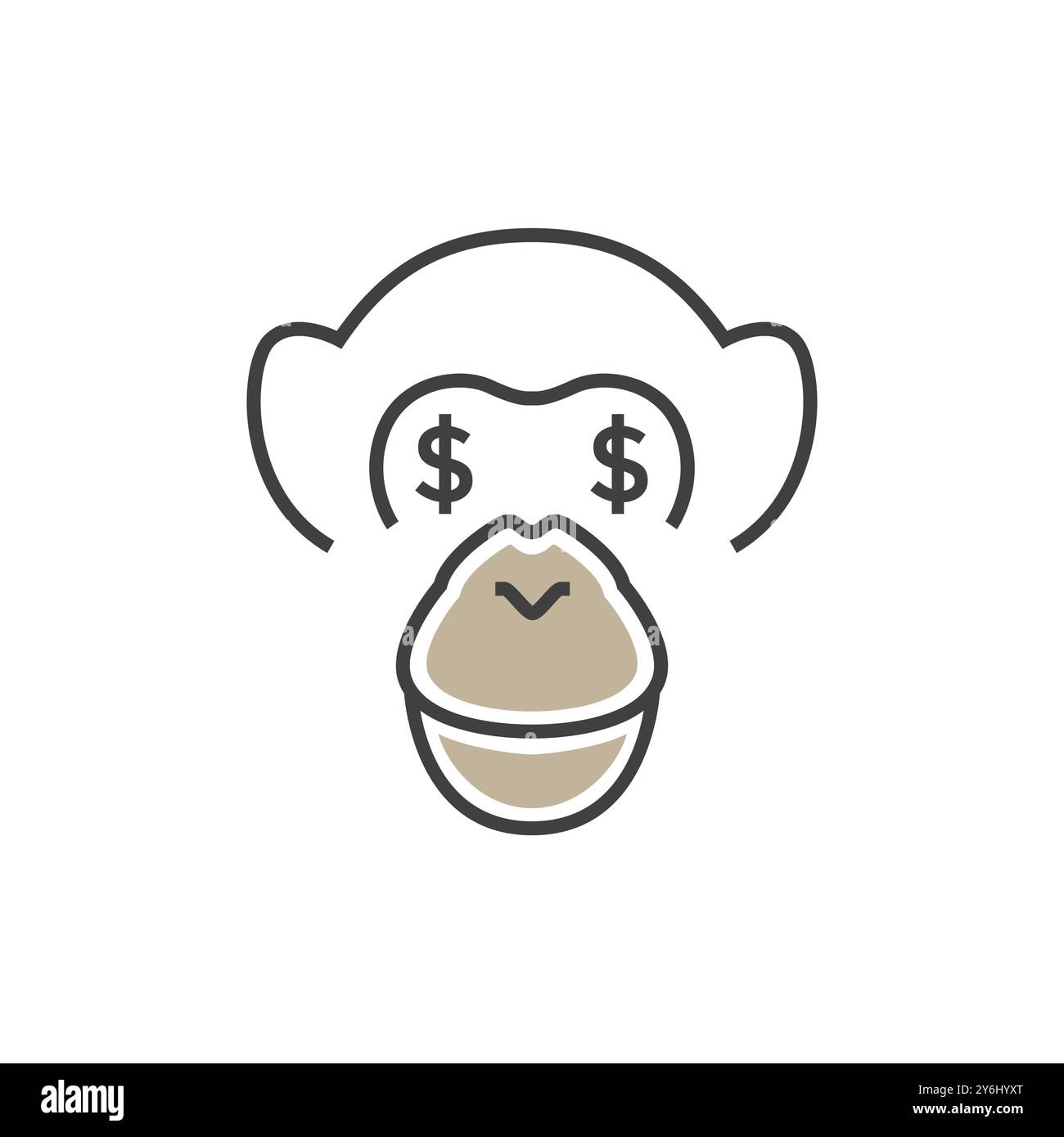 design vettoriale logo linea testa animale scimpanzé Illustrazione Vettoriale