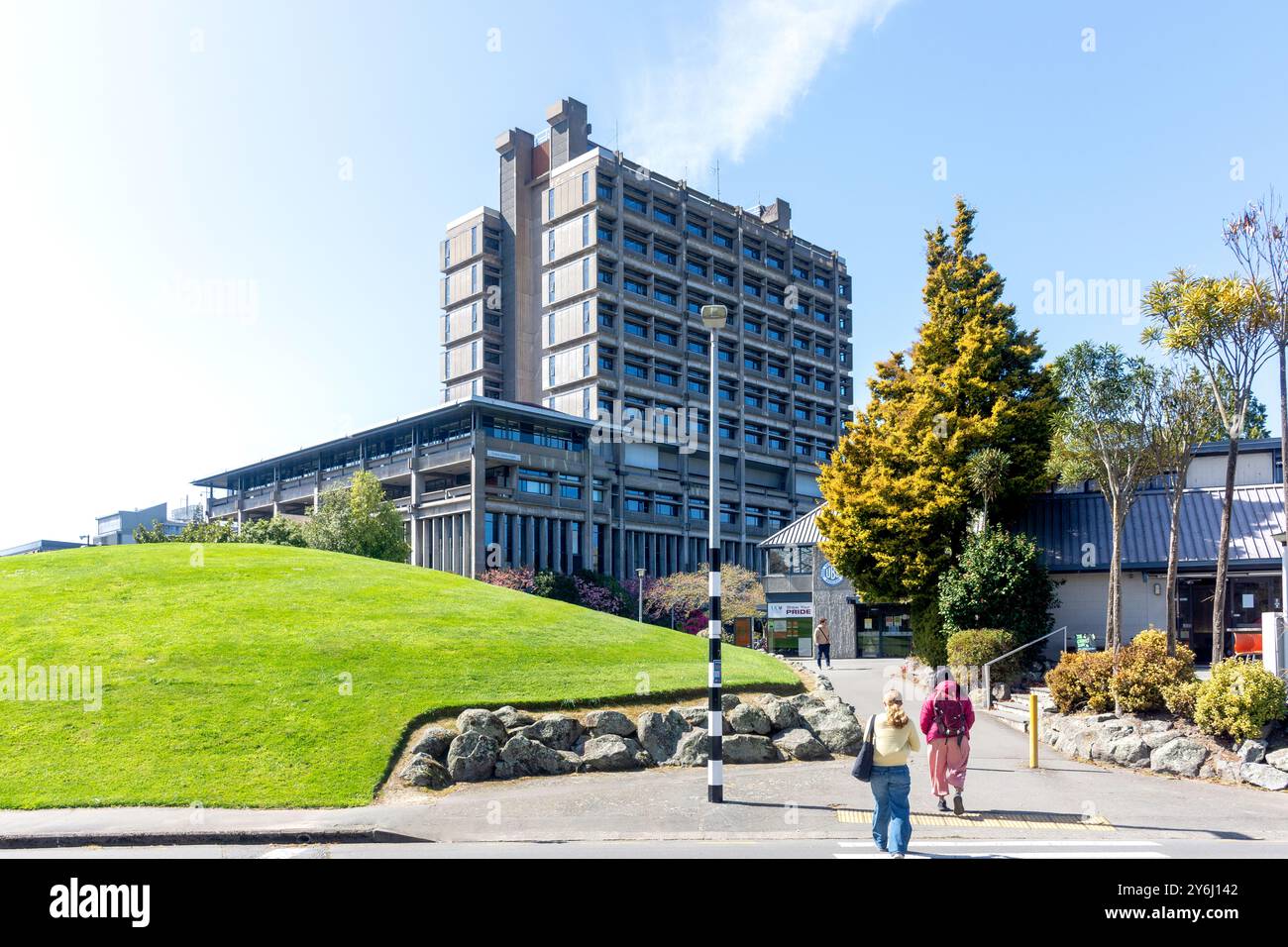 Matariki & Puaka-James Hight Buildings, Canterbury University, Kirkwood Avenue, Upper Riccarton, Christchurch (Ōtautahi), Canterbury, nuova Zelanda Foto Stock