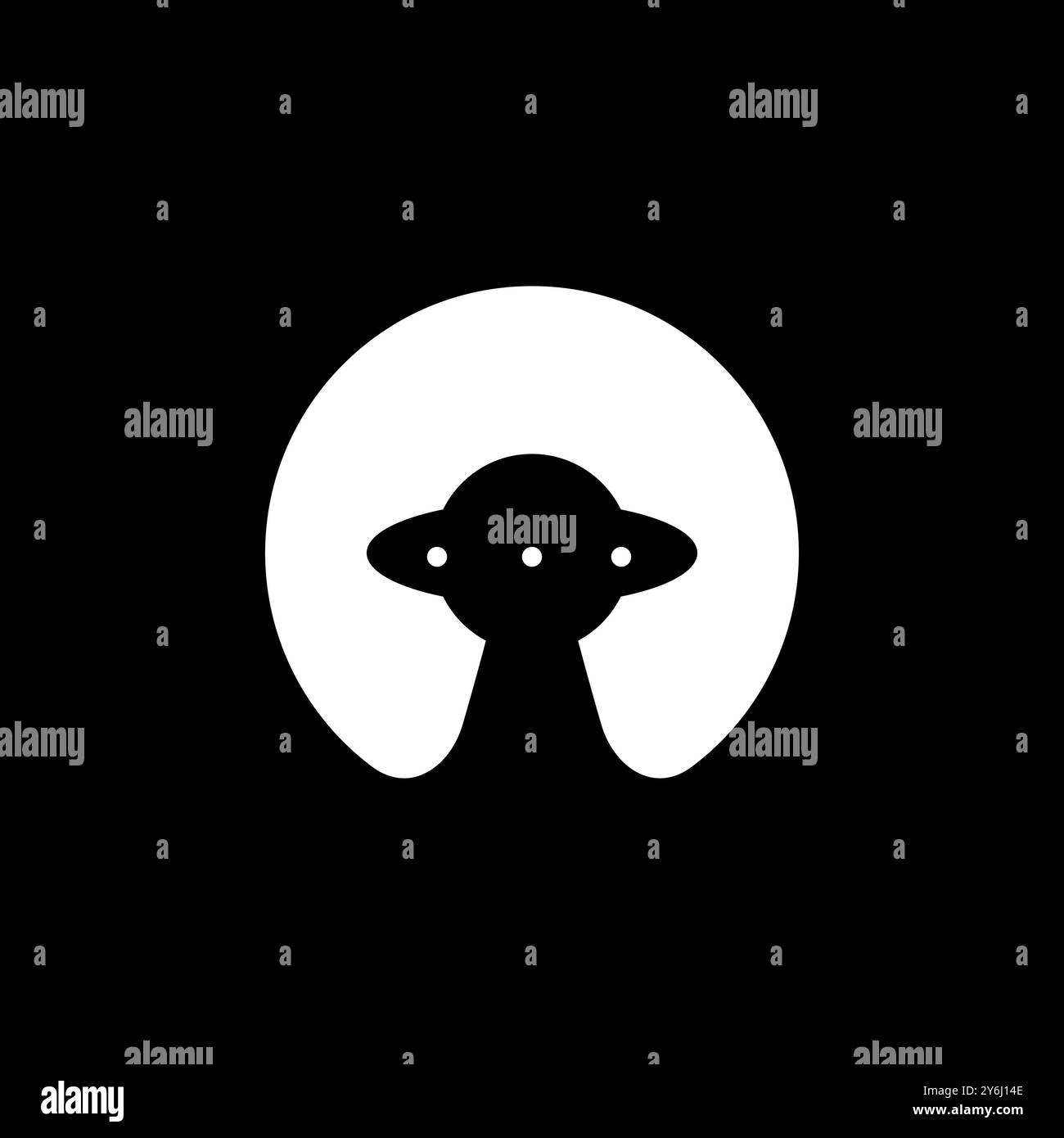 piano ufo concept futuristico logo design vettoriale piatto Illustrazione Vettoriale