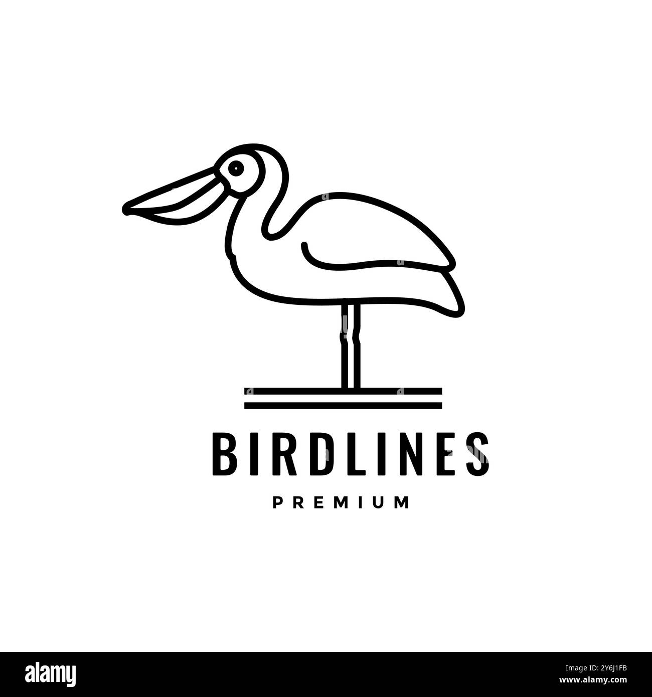 design vettoriale con logo linea minimalista pelican bird Illustrazione Vettoriale