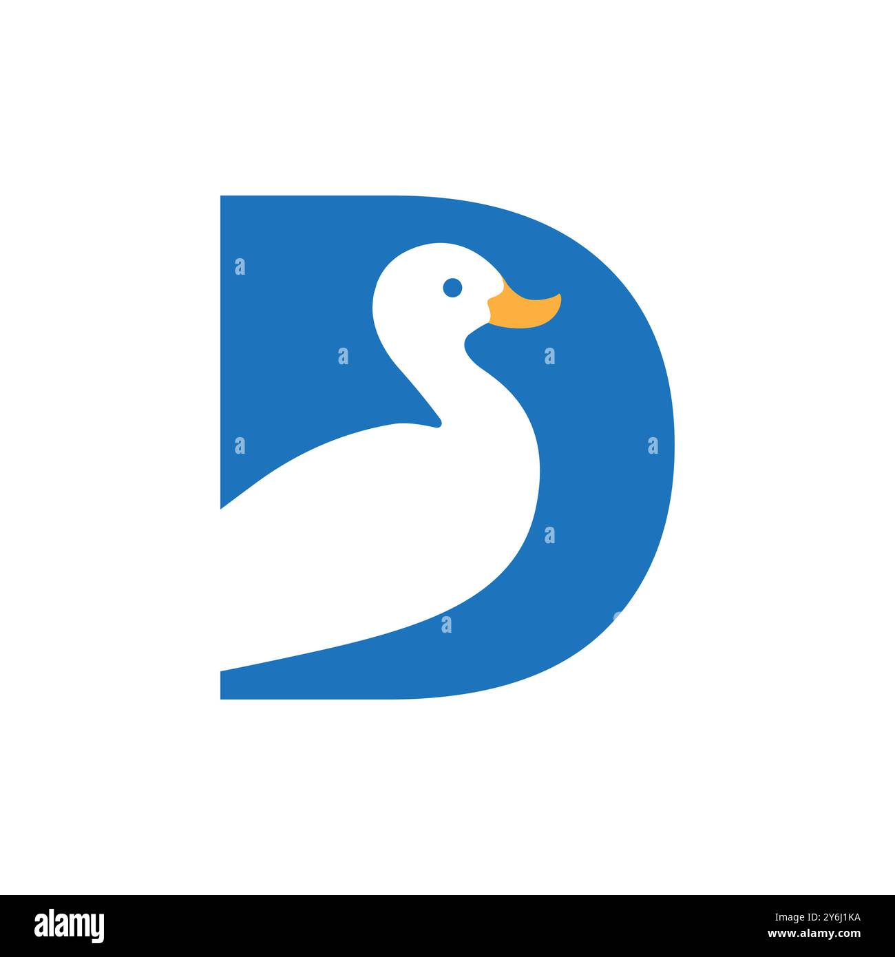 lettera di bellezza d con logo vettoriale colorato cigno Illustrazione Vettoriale