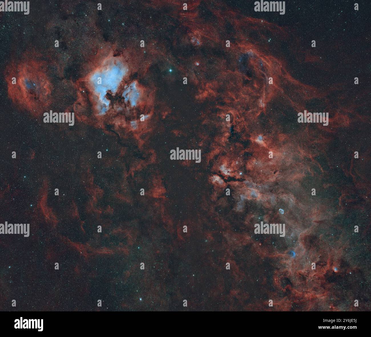 Nebulosa del Nord America e Pelican nella costellazione di Cygnus, campo ampio Foto Stock