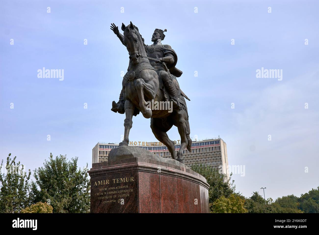 Statua di Amir Timur (Tamerlane, 1336-1405). Egli fu il fondatore di Timurid impero in Asia centrale e divenne il primo sovrano di Timurid dynast Foto Stock
