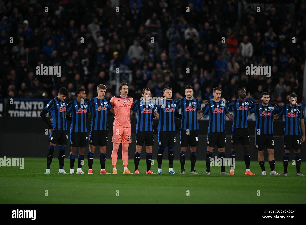 Formazione dell'Atalanta BC durante la partita di calcio di serie A tra Atalanta BC e calcio Como il 23 settembre 2024 allo stadio Gewiss di Bergamo. Foto Tiziano Ballabio Foto Stock