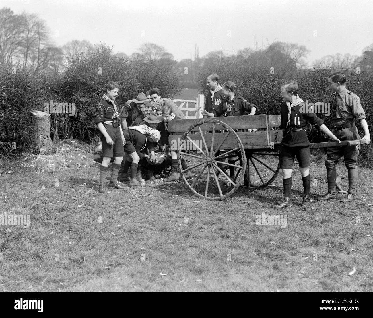 Campo di vacanza dei boy scout a Greenwood, 19 aprile 1919 Foto Stock