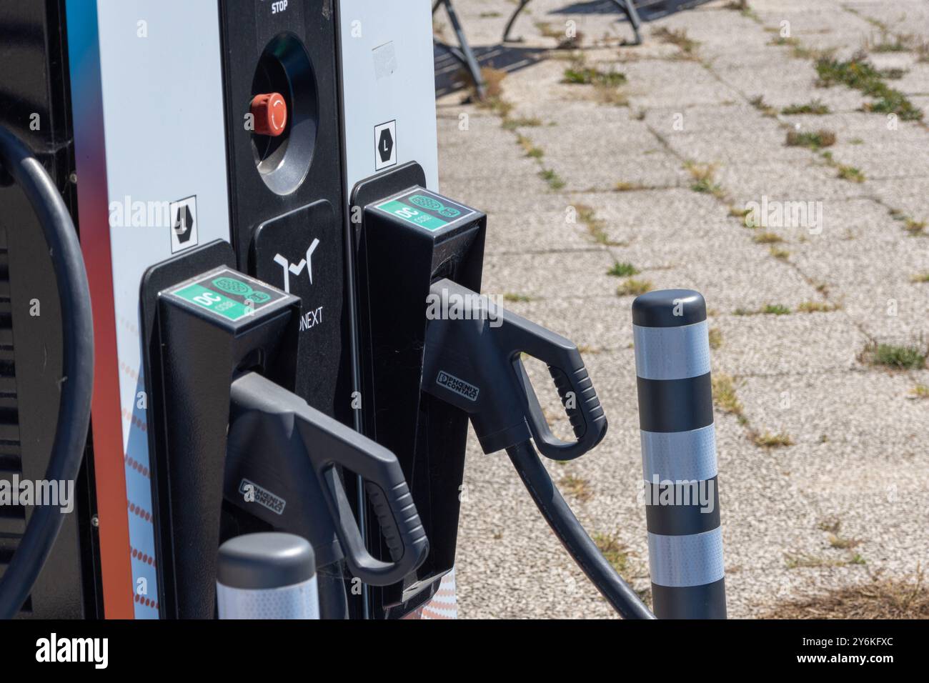 Stazione di ricarica dell'azienda energetica galp, che promuove l'uso di veicoli elettrici e un futuro più verde Foto Stock