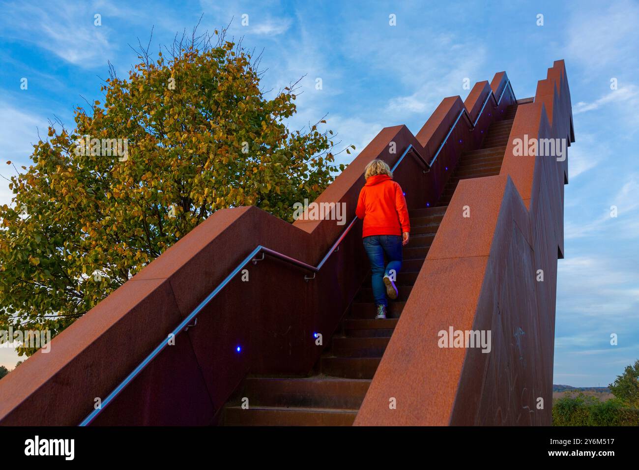 Belgio, Brabante fiammingo, Tielt-Winge, Vlooybergtoren, torre di osservazione a forma di scala, ingegnere Yves Willems Foto Stock