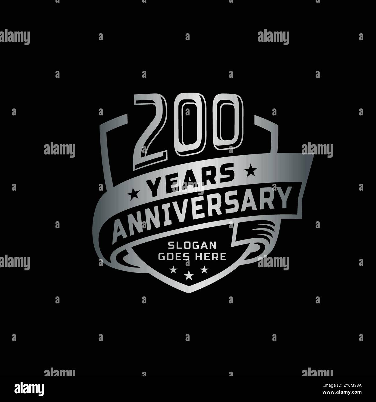 modello di design per festeggiamenti per i 200 anni. logo del 200° anniversario. Vettore e illustrazione. Illustrazione Vettoriale