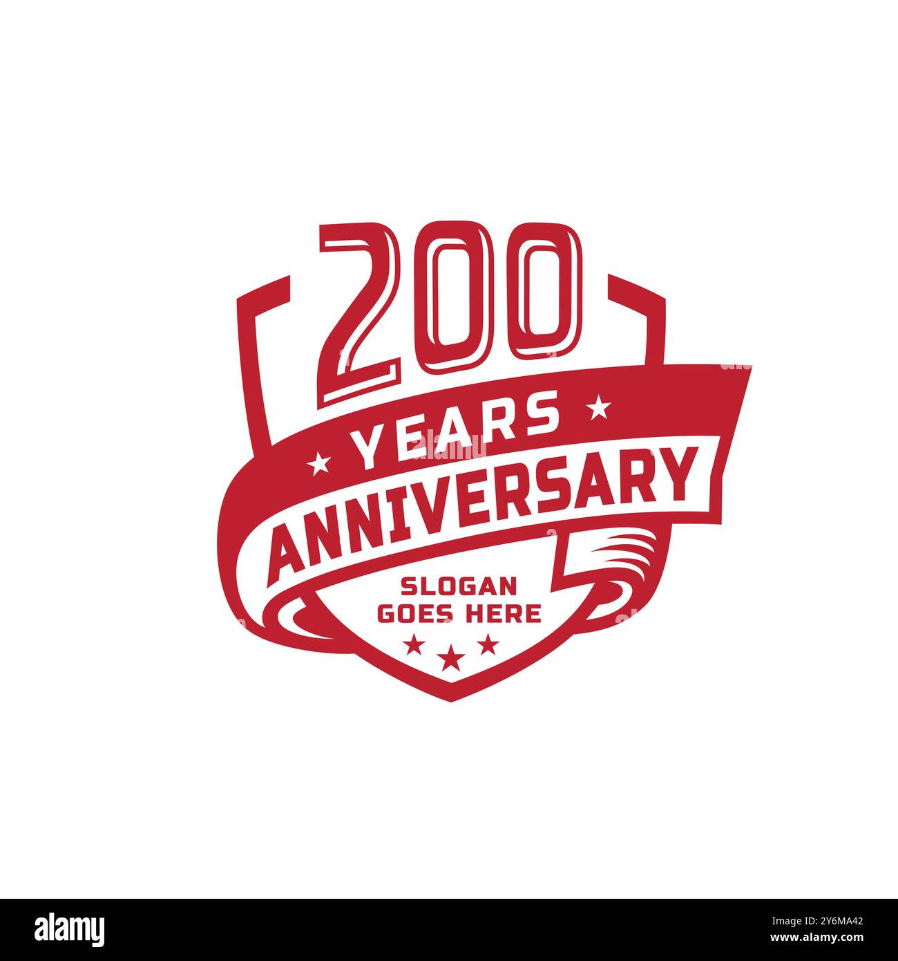 modello di design per festeggiamenti per i 200 anni. logo del 200° anniversario. Vettore e illustrazione. Illustrazione Vettoriale